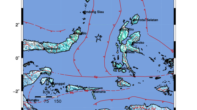 Peta guncangan BMKG untuk Gempa Laut Maluku M 7,6. (Foto: BMKG)